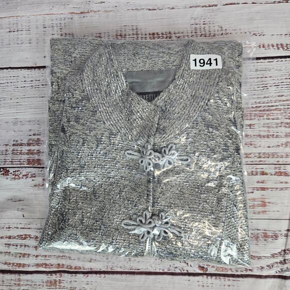 Lafayette 148 Metallic Tweed Blazer Size 4 Floral Textured Snap Front Lux Glam - Picture 10 of 10